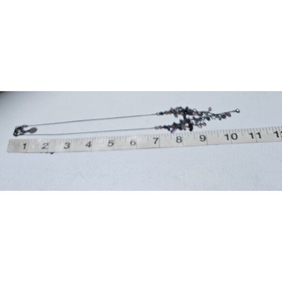 Anne Kline Boho Blue Purple Beaded Waterfall Chain Necklace Fashion Jewelry - Picture 5 of 6